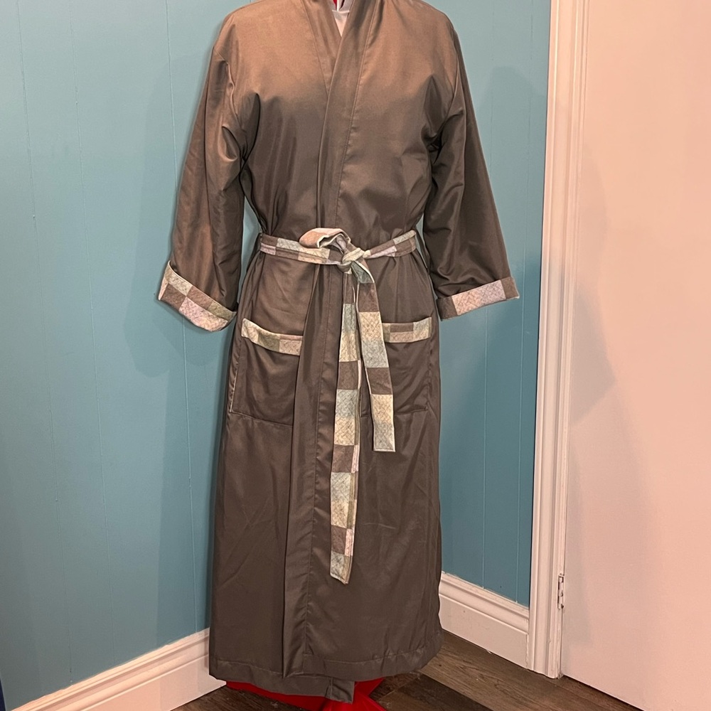 Upcycled - Grey Robe with Patterned Accents